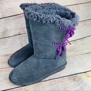 Bearpaw Big Kids 4 Grey Purple Long Boots